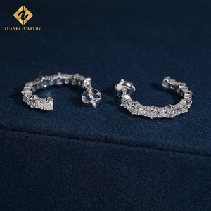 Pendientes de Lujo con Diamantes Cultivados en Laboratorio, Corte Princesa Cuadrado y Redondo, Plata 925 con Cierre de Rosca - Product Image 4