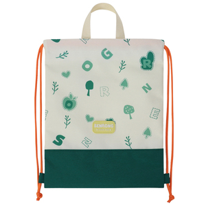 Sac à dos unisexe en toile vert et orange avec cordon de serrage, motif lettres, style décontracté, Sennong - Product Image 1