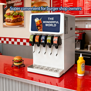 Máquina Dispensadora de Bebidas Automática de Acero Inoxidable de Grado Comercial, <span class=keywords><strong>Fuente</strong></span> de Soda Fría con 5 Válvulas para <span class=keywords><strong>Bar</strong></span>, Restaurante, Hotel - Product Image 2