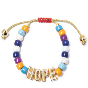 Della boemia Fatti A Mano Arcobaleno Brite Perline Corda di Fascino Lettera Catenaria Della Mano di Pietra Naturale Forte Borda il Braccialetto per Le Donne - Product Image 6