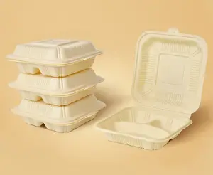 Fiambrera desechable biodegradable para almidón de maíz, vajilla para restaurante, juego de cena, embalaje de plástico, cajas de almidón de maíz, contenedor de alimentos