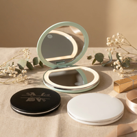 Miroir cosmétique pliable de voyage personnalisé pour femme, rechargeable, double face, grossissant, écran tactile, portable, maquillage LED chromé