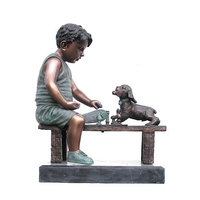 Statue en bronze de jardin de décoration artistique grandeur nature de maison et bureau Statue en laiton grandeur nature Statue de garçon en bronze antique