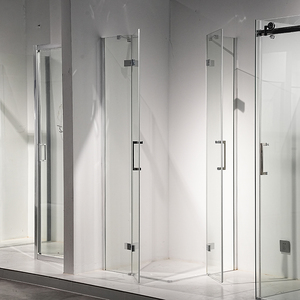 Cabine de douche carrée pliante à charnière avec plateau rectangulaire cabine de porte en verre pour salle de bain à usage d'appartement - Product Image 3