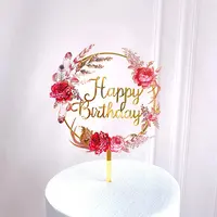 結婚式とお誕生日おめでとうのためのNicro絶妙に作られた新しいデザインの花の誕生日ケーキトッパーの装飾