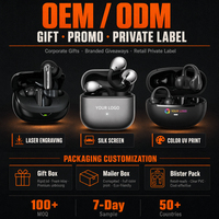Headset Gaming Mini OEM Logo Kustom HiFi Stereo Earbuds Indikator Baterai LED Peredam Kebisingan Dalam Telinga BT 5.4 Latensi Rendah Sentuh