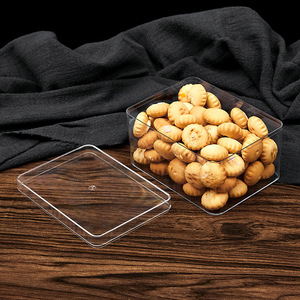 Boîte de rangement rectangulaire en plastique transparent avec couvercle, anti-poussière, pour biscuits, desserts, collations, cadeaux, présentoir de bureau - Product Image 1