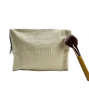 Hot Selling 100% Organic Cotton <b>Makeup</b> Bag Customized Eco-friendly Natural Cotton <b>Storage</b> Pouch Canvas Pouch with Zipper - Product Image 1
