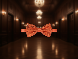 Papillon con Paillettes Arancione Pre-Annodato, Accessorio Metallico per Feste - Product Image 2