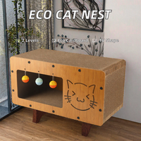 Nouveau Nid à chat d'intérieur moderne en carton ondulé écologique, forme TV, 2 niveaux, mobilier pour animaux de compagnie