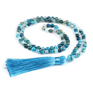 108 Beads Mala Handmade Colar atado Cor Marrom Borla 6mm Tiger Eye Gemstone Tasbih Colar - Product Image 2