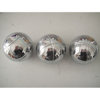 Ensemble de pétanque en métal de 73 mm, 3 boules argentées, écologiques, durables, incassables, jeu en plein air, sac à fermeture éclair en nylon, logo personnalisé