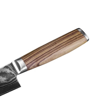 Couteau Santoku à manche en bois d'olivier ambré AUS10 Core Damas Steel 73 Layers Razor Sharp Kitchen Knives
