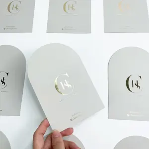 Kunden spezifische Goldfolie Stempel Logo kreisförmige Bogen form Einladung Gruß karte Geschäft danke Karten mit Ihrem eigenen Logo
