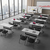 Tables et bureaux d'entraînement pliables et mobiles avec roulettes, ensemble de chaises connectables - Mobilier de bureau et de salle de classe moderne et multifonctionnel