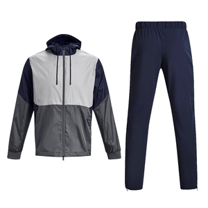 Chándal de jogging <span class=keywords><strong>para</strong></span> <span class=keywords><strong>hombre</strong></span> de corte regular personalizado, conjunto de 2 piezas de etiqueta privada, ropa deportiva cortavientos de tela de nailon transpirable - Product Image 2