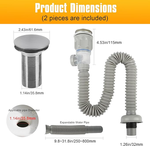 Accesorios de Plomería en Oferta, Tubería de Desagüe Universal para Baño, Diseño Antiolores, Fácil Instalación, Tubería Extensible - Product Image 2