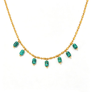 Collier ras du cou rétro style turquoise avec pampilles, en acier inoxydable plaqué or 18 carats, accent perle, idéal pour les vacances, cadeau pour femme - Product Image 5