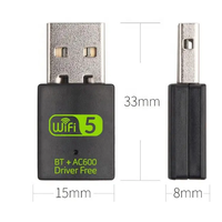 Adaptador USB WiFi BT 2 en 1, Mini Tarjeta de Red Inalámbrica 802.11ac, Receptor Dongle de 600 Mbps, Solución para PC y Laptop