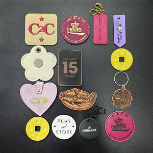 Etichette in pelle PU all'ingrosso personalizzato doppio Logo in rilievo etichette in pelle con catena a sfera - Product Image 5