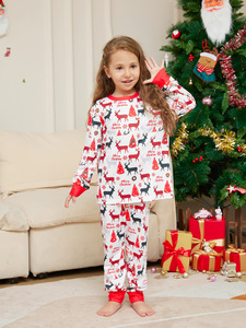 2023 Fibra De Leite De Manga Longa Menino Menina Loungewear Casal Home Wear Fawn Santa Elementos Totalmente Impresso Família Conjunto De Pijamas De Natal - Product Image 5