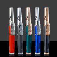 Briquet torche long en alliage de zinc, réglable, rotatif, verrouillable, à flamme jet, rechargeable au gaz butane, pour allumer les cigares, design minimaliste