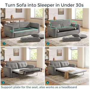 <span class=keywords><strong>Canapé</strong></span>-lit sectionnel surdimensionné avec lit escamotable et chaise longue de rangement – Confortables canapés modulaires en L pour appartement et dortoir - Product Image 3