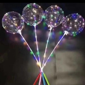 Ballons LED Bobo lumineux à main, ballons transparents à bulles lumineuses, 3 niveaux de clignotement, poignées lumineuses, guirlande lumineuse pour Ramadan, remise des diplômes - Product Image 1