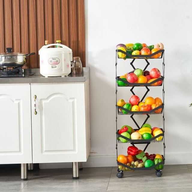 Space Saving Kitchen Storage Foldable Multi Layer Vegetable Rack ...