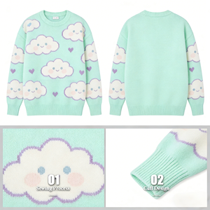 <span class=keywords><strong>Pull</strong></span> en tricot jacquard à motif nuage vert menthe, esthétique Kawaii, style Soft Girl, <span class=keywords><strong>pull</strong></span> tricoté Y2K surdimensionné, <span class=keywords><strong>pull</strong></span> en tricot Harajuku pour femmes - Product Image 3