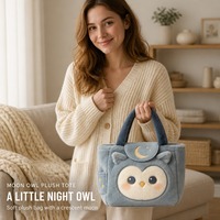 Sac fourre-tout en peluche personnalisé Lune Étoile Hibou, Sac à main animalier de dessin animé OEM&ODM pour cadeau de marque