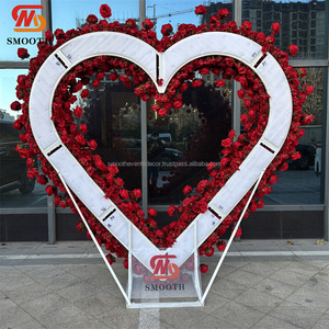 SMOOTH Hot Selling 8ft Red Rose Flower Arch With Base Flower Runner Flower Arch For Wedding Decor - Product Image 5