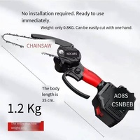 Gergaji mesin elektronik Mini inci tanpa kabel, gergaji rantai genggam satu tangan dengan 2 baterai untuk gunting pangkas pohon