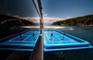 משחק ספורט מים pvc ספורט מים משטח פלטפורמה מכבש מגרש מתנפחים כדורעף מגרש כדורגל מתנפחים בית משפט מתנפחים - Product Image 4