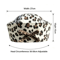 Sombrero de Marinero con Estampado de Leopardo al por Mayor, Gorros y Sombreros de Fiesta Y2K con Lazo a Juego y Logotipo Personalizado para Mujer, Verano, Halloween
