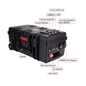 สถานีพลังงานแสงอาทิตย์แบบพกพา 2000W 1000W พร้อมคลื่นไซน์บริสุทธิ์ 12.8V แบตเตอรี่ LiFePO4 สำหรับกรณีฉุกเฉิน - Product Image 4