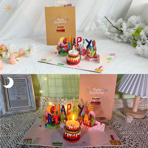Tarjeta de Felicitación 3D Pop-up con Música de <span class=keywords><strong>Feliz</strong></span> Cumpleaños, con Luces y Sonido, Regalo Creativo, Tarjeta de Felicitación de Cumpleaños - Product Image 2