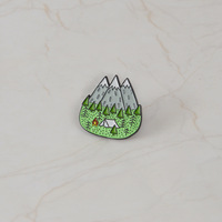 Broche DIY créative en denim, édition commémorative « Sommet de Montagne » en nickel noir, motif « Sommet de Neige à Trois Doigts », best-seller