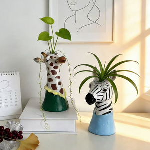 <span class=keywords><strong>Vaso</strong></span> <span class=keywords><strong>in</strong></span> Resina a Forma di <span class=keywords><strong>Testa</strong></span> di Giraffa o Zebra, Ornamento Decorativo Nordico Creativo per Fiori Secchi - Product Image 5