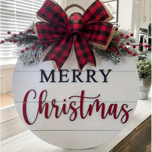 Nouveaux décorations de porte en bois de Noël transfrontalières, ornements décoratifs pour porte d'entrée, décorations d'ambiance haut de gamme, vente en gros - Product Image 4