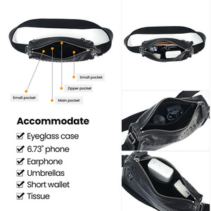 Sac bandoulière homme Dujiang en cuir véritable, design horizontal, cuir tanné végétal noir, sac de voyage décontracté - Product Image 4