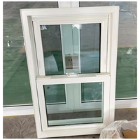 Style américain PVC UPVC Cadre en vinyle personnalisé Fenêtre à guillotine double avec inclinaison