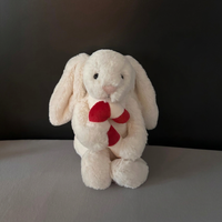 Jellcatt UK Weiches Weißes Bashful Bunny Plüschtier mit Weihnachtszuckerstange, Weihnachts- und Erntedankgeschenk Gefüllter Hase