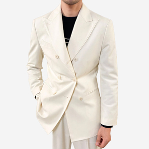 <span class=keywords><strong>Traje</strong></span> de Lana de Doble Botonadura Estilo <span class=keywords><strong>Italiano</strong></span> para Hombre, Casual, de Negocios, <span class=keywords><strong>Corte</strong></span> Entallado, Chaqueta de <span class=keywords><strong>Traje</strong></span> Blanca - Product Image 1