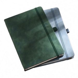 A5 Leather Hardcover Thread Sewing Strap Notebook 100 Sheets College Student <b>Journal</b> Thickened Record Book Pen Gift Box - Product Image 1