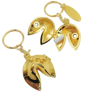 High quality gold color can open Lucky Fortune Cookie Horseshoe Metal Key chain