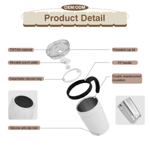 Promotion : Tasse à café isotherme 250 ml en acier inoxydable, écologique, nouveau design, anti-fuite, avec poignée et base antidérapante en silicone - Product Image 2