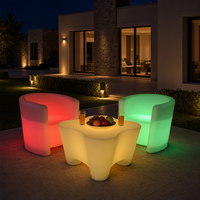 Table LED Lumineuse d'Extérieur en PE Rotomoulé à Changement de Couleur Sans Fil, Option Double Taille, pour Jeux de Casino, Approvisionnement Mondial