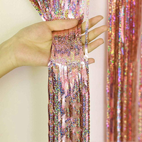 Rideaux de fond de scène pour fêtes d'anniversaire et de mariage en gros, rideaux à franges en feuille métallique scintillante et colorée