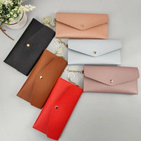 Dompet Flip panjang wanita modis, dompet Pu wanita, dompet kartu, tas tangan saku, amplop uang tunai